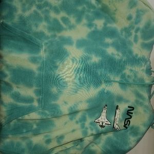 NASA Hoodie Neon Rainbow Acid Wash Men’s